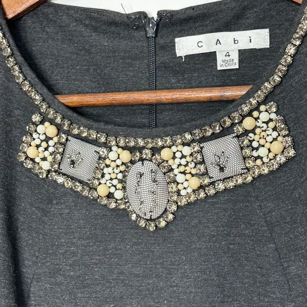 Cabi #508 Sleeveless Embellished Top Gray Size 4 - Picture 10 of 11